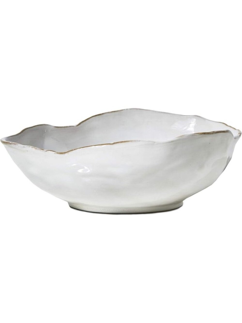 Stylish Glazed Ceramic Bowl - Medium Free-Form Edge Fruit Bowl & Centerpiece